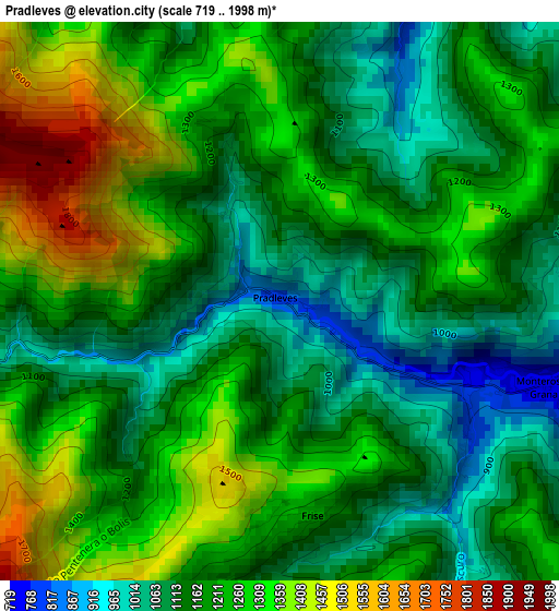 Pradleves elevation map