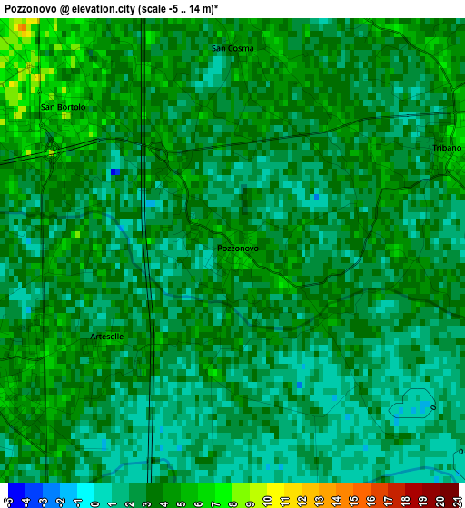 Pozzonovo elevation map