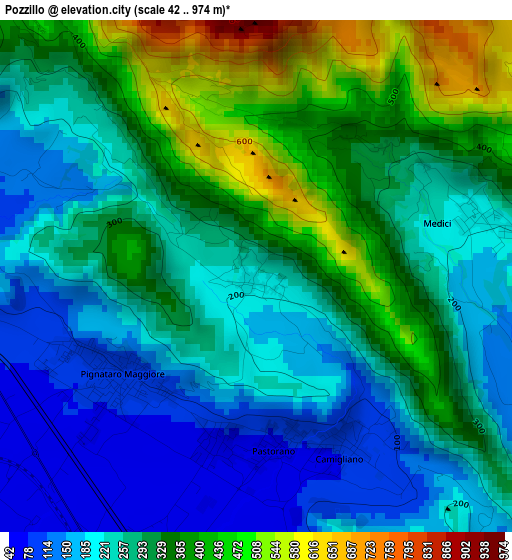 Pozzillo elevation map