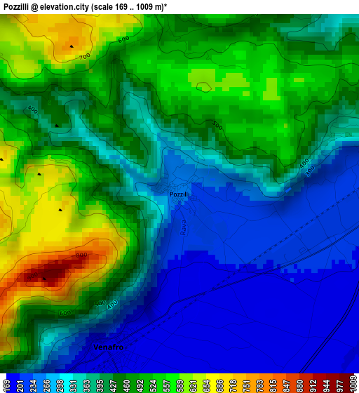 Pozzilli elevation map