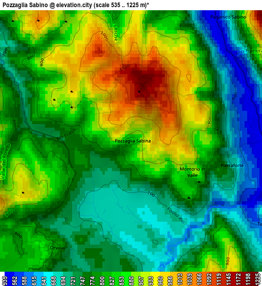 Pozzaglia Sabino elevation map