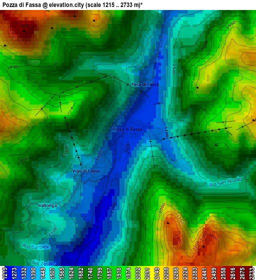 Pozza di Fassa elevation map