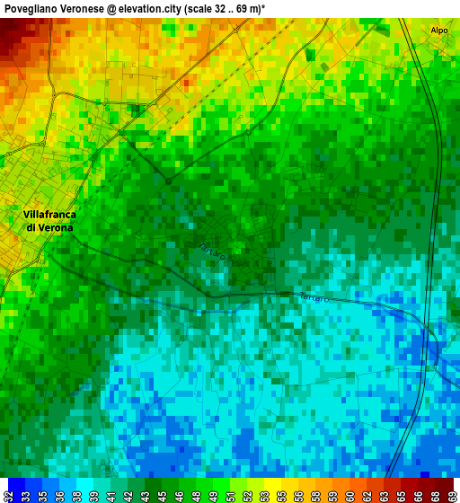 Povegliano Veronese elevation map