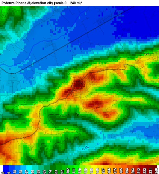 Potenza Picena elevation map