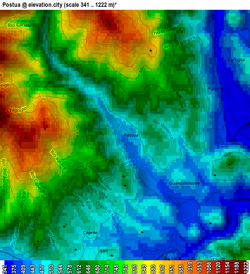 Postua elevation map