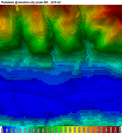 Postalesio elevation map