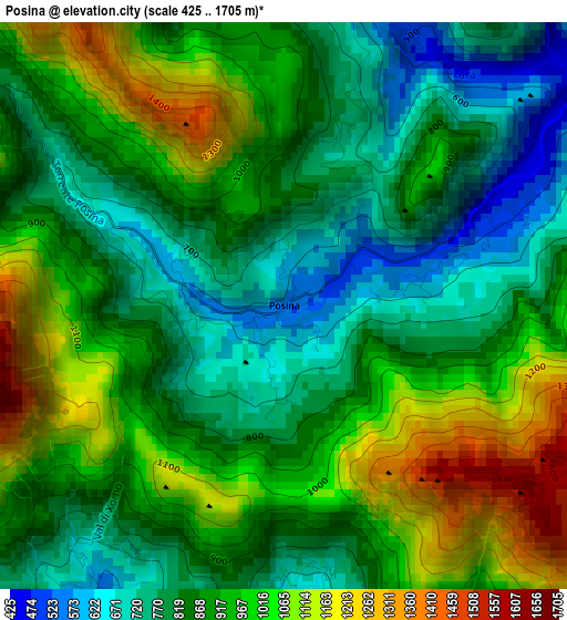 Posina elevation map