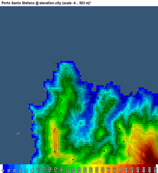 Porto Santo Stefano elevation map