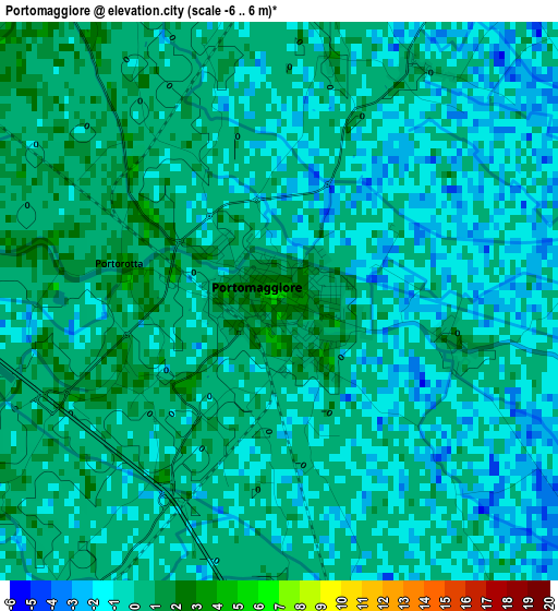 Portomaggiore elevation map