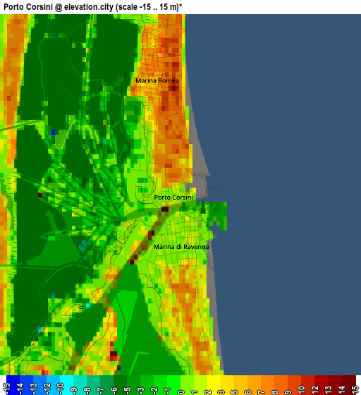 Porto Corsini elevation map