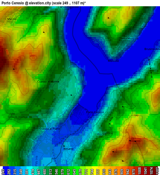 Porto Ceresio elevation map