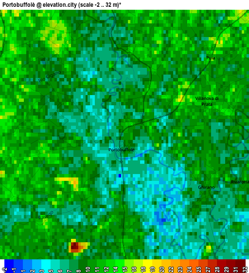 Portobuffolè elevation map