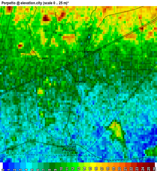 Porpetto elevation map