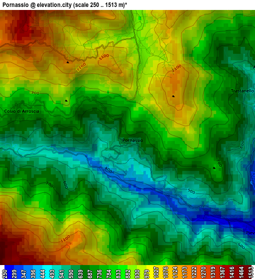 Pornassio elevation map