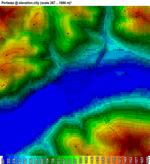 Porlezza elevation map