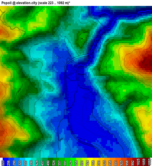 Popoli elevation map