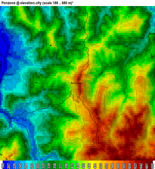 Ponzone elevation map