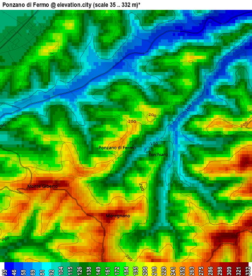 Ponzano di Fermo elevation map