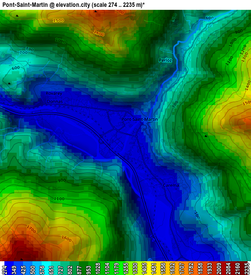 Pont-Saint-Martin elevation map