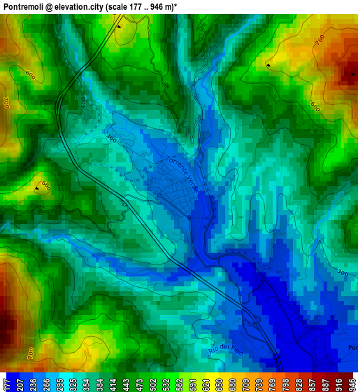 Pontremoli elevation map