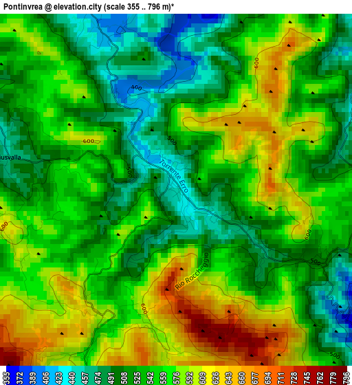 Pontinvrea elevation map