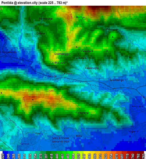 Pontida elevation map