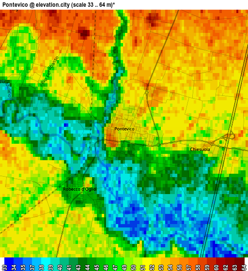 Pontevico elevation map