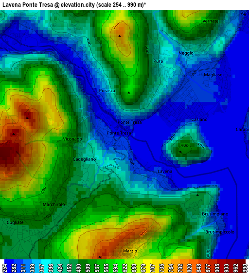 Lavena Ponte Tresa elevation map