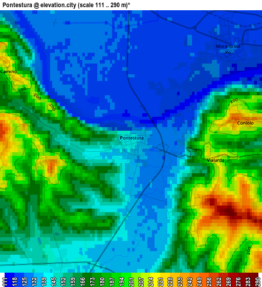 Pontestura elevation map