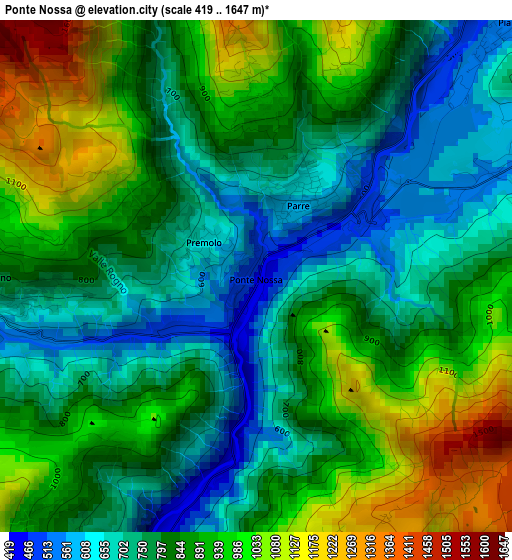 Ponte Nossa elevation map