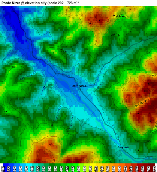 Ponte Nizza elevation map