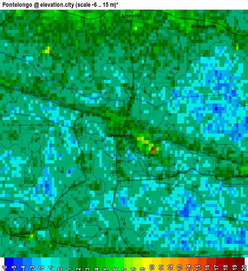 Pontelongo elevation map