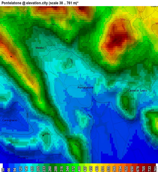 Pontelatone elevation map