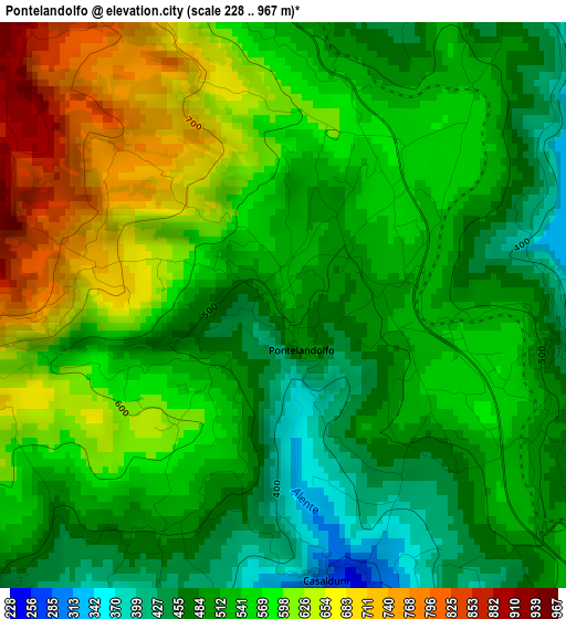 Pontelandolfo elevation map