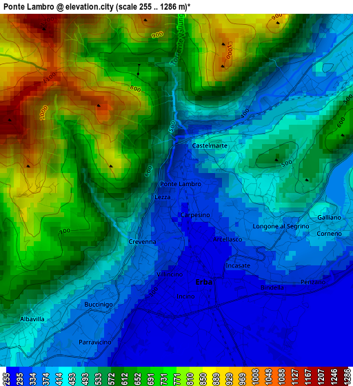 Ponte Lambro elevation map