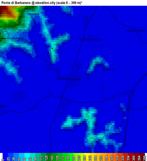 Ponte di Barbarano elevation map