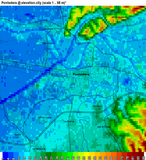 Pontedera elevation map