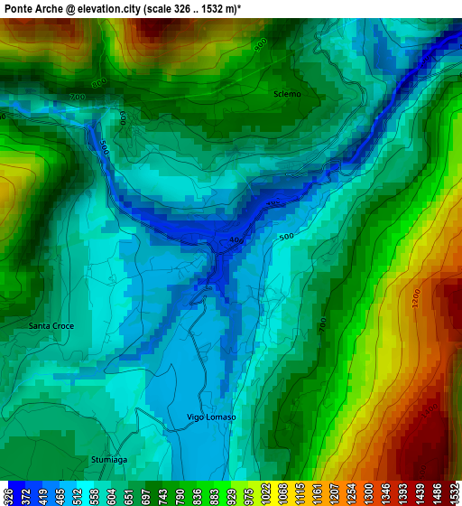 Ponte Arche elevation map