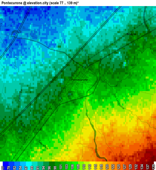 Pontecurone elevation map