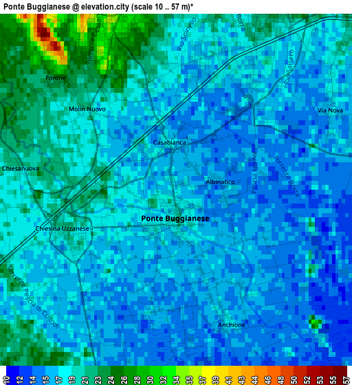 Ponte Buggianese elevation map