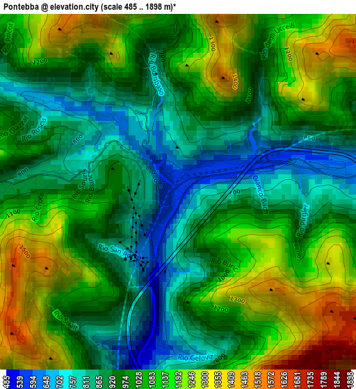 Pontebba elevation map