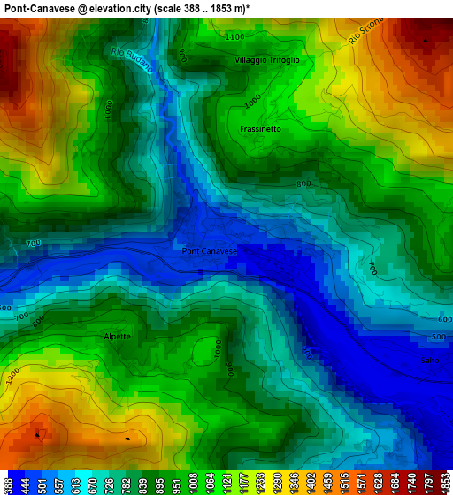 Pont-Canavese elevation map