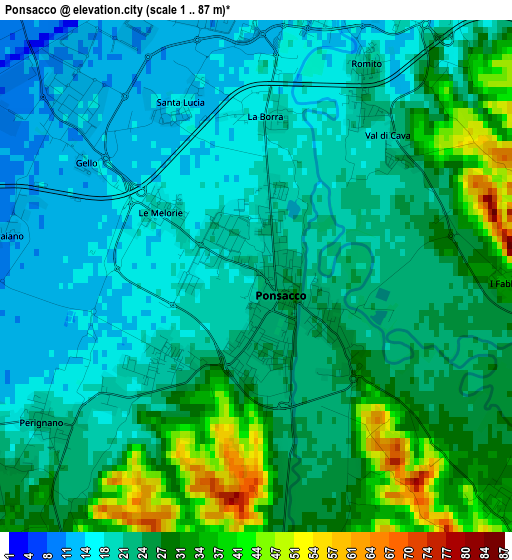 Ponsacco elevation map