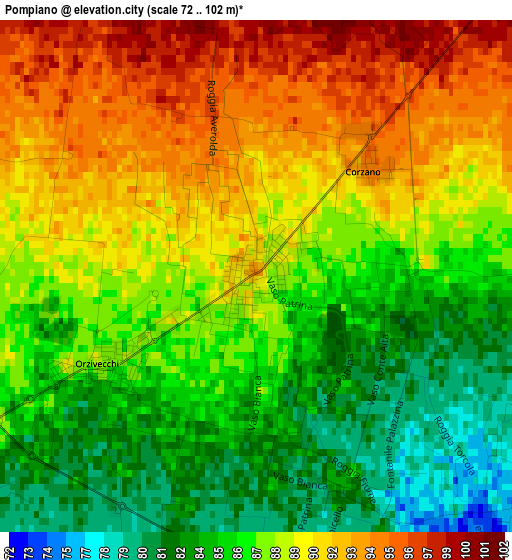 Pompiano elevation map