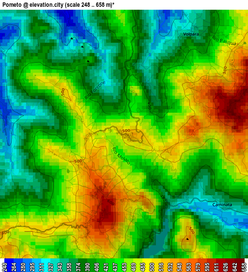 Pometo elevation map