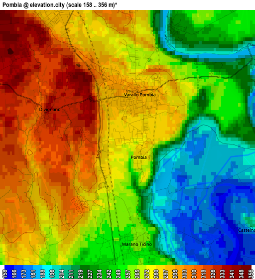 Pombia elevation map