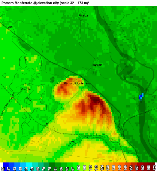 Pomaro Monferrato elevation map