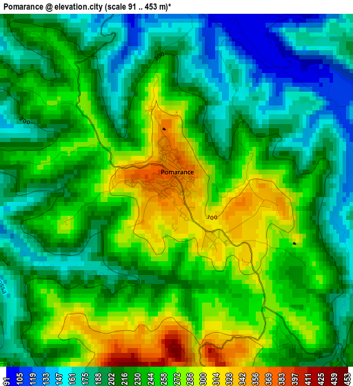 Pomarance elevation map