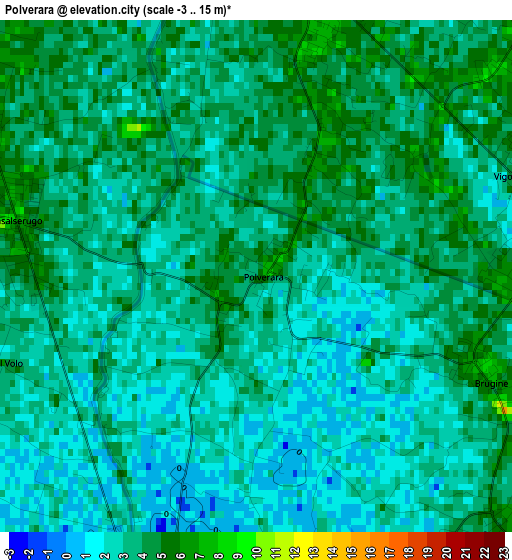 Polverara elevation map