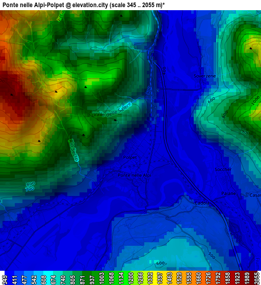 Ponte nelle Alpi-Polpet elevation map